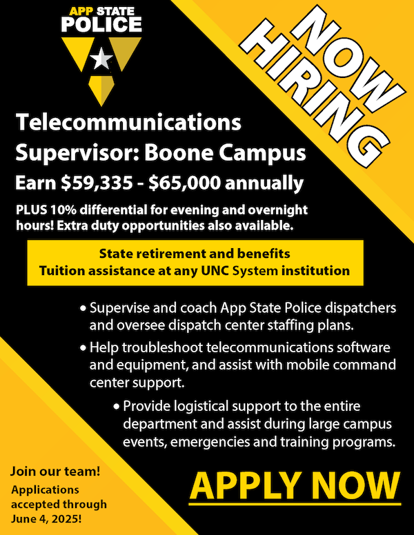 APD is hiring a Dispatch Supervisor in Boone! 