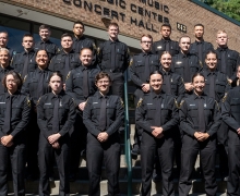 The 24 graduates of the Appalachian Police Academy’s sixth class are pictured with App State Director of Public Safety and Chief of Police Andy Stephenson