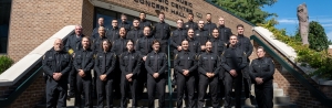 The 24 graduates of the Appalachian Police Academy’s sixth class are pictured with App State Director of Public Safety and Chief of Police Andy Stephenson